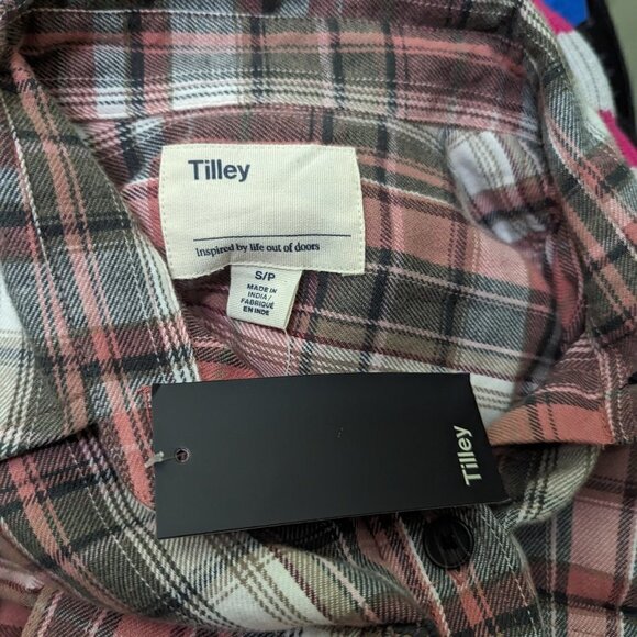 TILLEY Red Pink Brushed Cotton Plaid Shirt S NEW - Picture 8 of 9